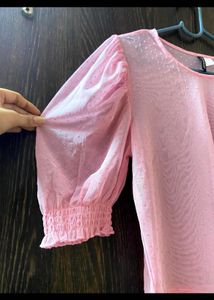 Sheer Pink Puff Sleeve Top