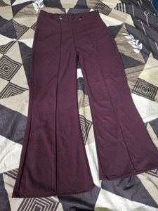 Flared Burgundy Pants For Women