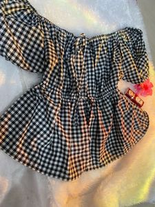 Gingham Off-Shoulder Top
