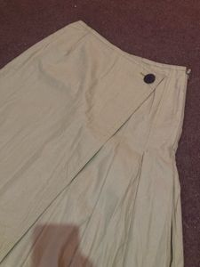 Khaki Pleated Wrap Skirt