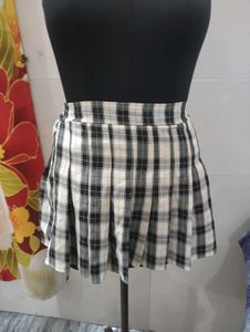 Pleated Plaid Mini Skirt