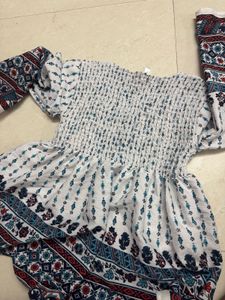 Boho Smocked Blouse with Print