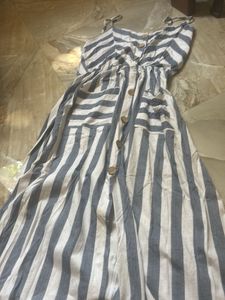 Striped Button-Front Midi Dress