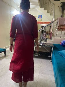 Maroon Kurta Set with Palazzo Pants