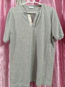 Striped Henley Neck T-Shirt