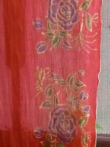 Elegant Red Saree with Floral Print