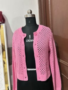 Pink Knit Cardigan - Stylish Layer
