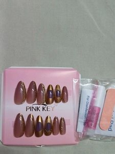 nude purple and chrome Press-On Nails Kit