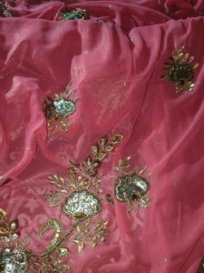 Embroidered Rust Saree
