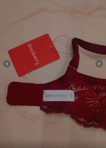 Red Lace Trim Bra