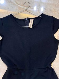 Elegant Korean Black Ruffle Dress