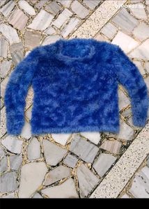 Blue Fuzzy Knit Sweater