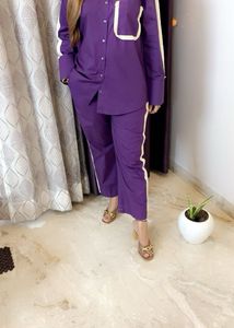 LACE DETAILED PURPLE CORDSET