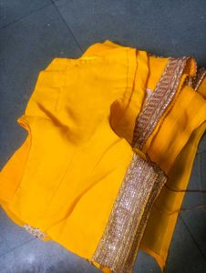 Yellow Embroidered Saree
