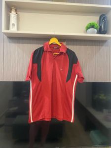 Men's Red & Black Colorblock Polo Shirt
