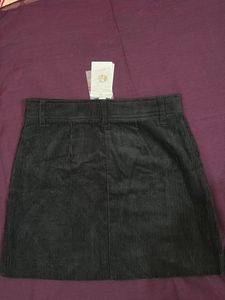Black Corduroy Mini Skirt