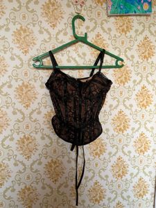 Newme Black Lace Corset Top