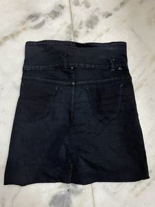 Black Denim Pencil Mini Skirt
