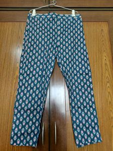 Printed Teal Straight pants