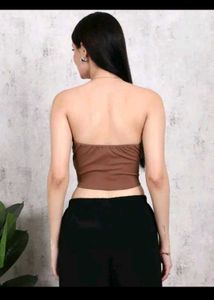 SHEIN BRANDED Brown Ribbed Twist Front tank Top