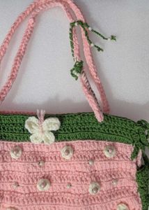 Multi colour handmade crochet shoulder bag