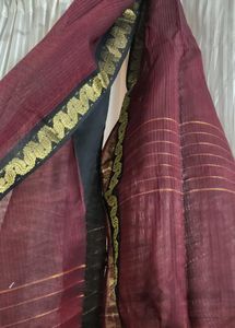 Elegant Maroon Dupatta with Gold Border