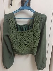Boho Crochet Square Neck Top
