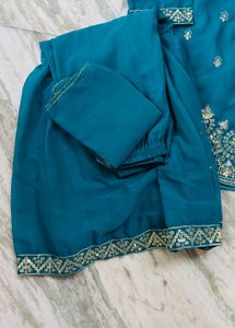 Teal Embroidered Kurta Set