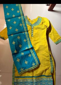 Yellow &amp; Blue Ethnic Kurta Set