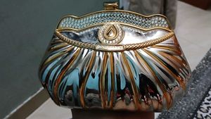 Vintage Metallic Clutch Bag with Rhinestones