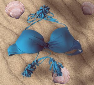 Teal Tassel Bikini Top ( Perfect Material )