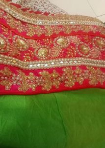 Green Lehenga With Pink Dupatta N Blouse