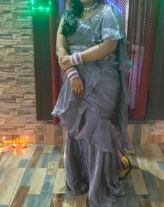 Lehenga Saree With Stiched Blouse Nd Belt