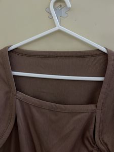Ruched Drawstring Square Neck Top