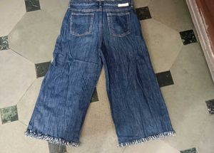 Wide Leg Cropped Denim Jeans
