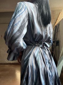 Elegant Striped Wrap Dress