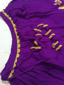 Elegant Purple Skirt with Gold Embroidery