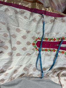 White &amp; Pink Frock Style Kurta and Dupatta