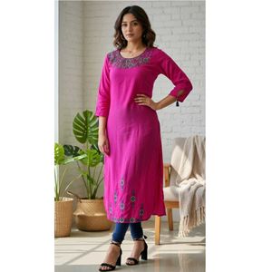 Magenta Embroidered Kurta