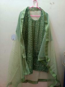 Green Embroidered Kurta Set with Dupatta