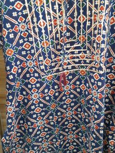 Blue Geometric Print Kurti