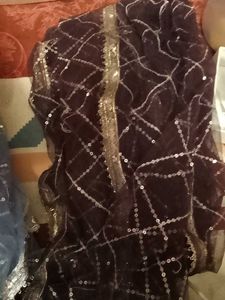 Sparkling Blue Sequined Dupatta
