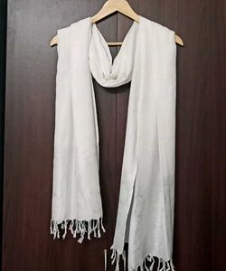 Elegant White Embroidered Scarf