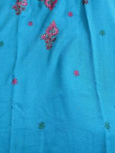 Embroidered Teal wool Kurta Set