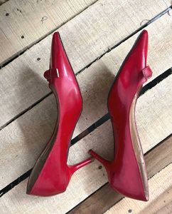 Chic Red Stiletto Heels with Bow Detail