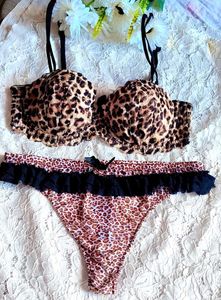 Leopard Print Bra and thong set