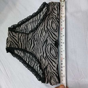 Sheer Zebra 😍Print Briefs with Lace Trim
