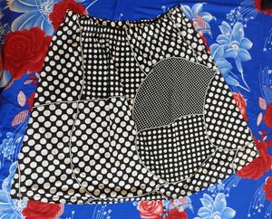 Black And White Flowy Skirt With Polka Dots