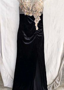 I. Stunning Black Velvet Gown with Embellishments