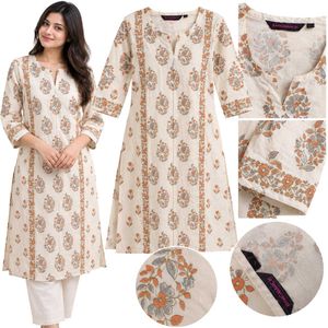 Elegant Floral Print Cotton Kurta